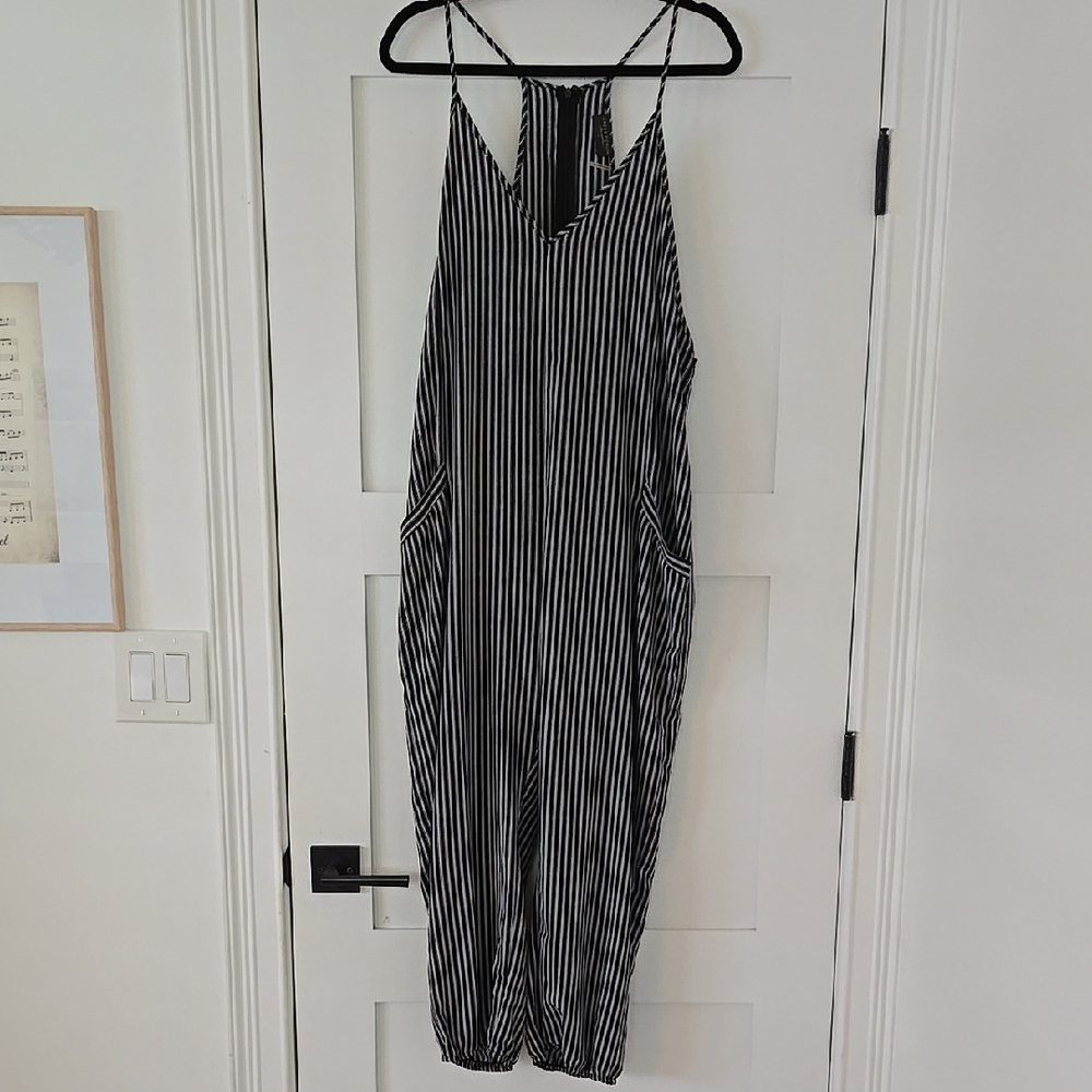 Black and White Striped Jumpsuit